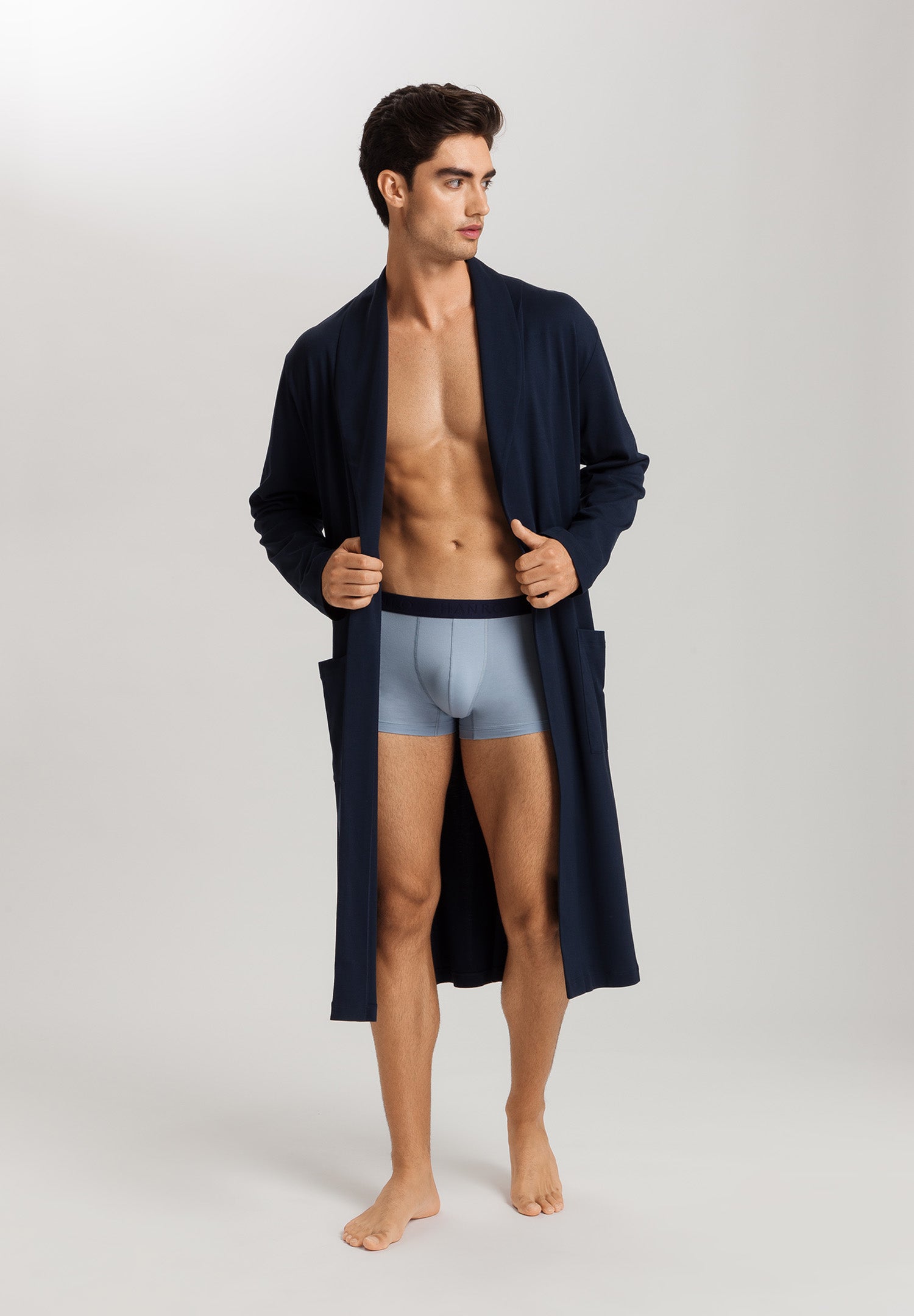 Night And Day Shawl Collar Cotton Robe 120cm | Deep Navy 75755-1610