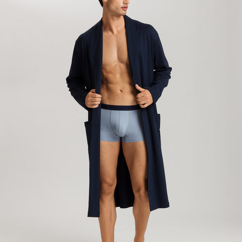 Night And Day Shawl Collar Cotton Robe 120cm | Deep Navy 75755-1610