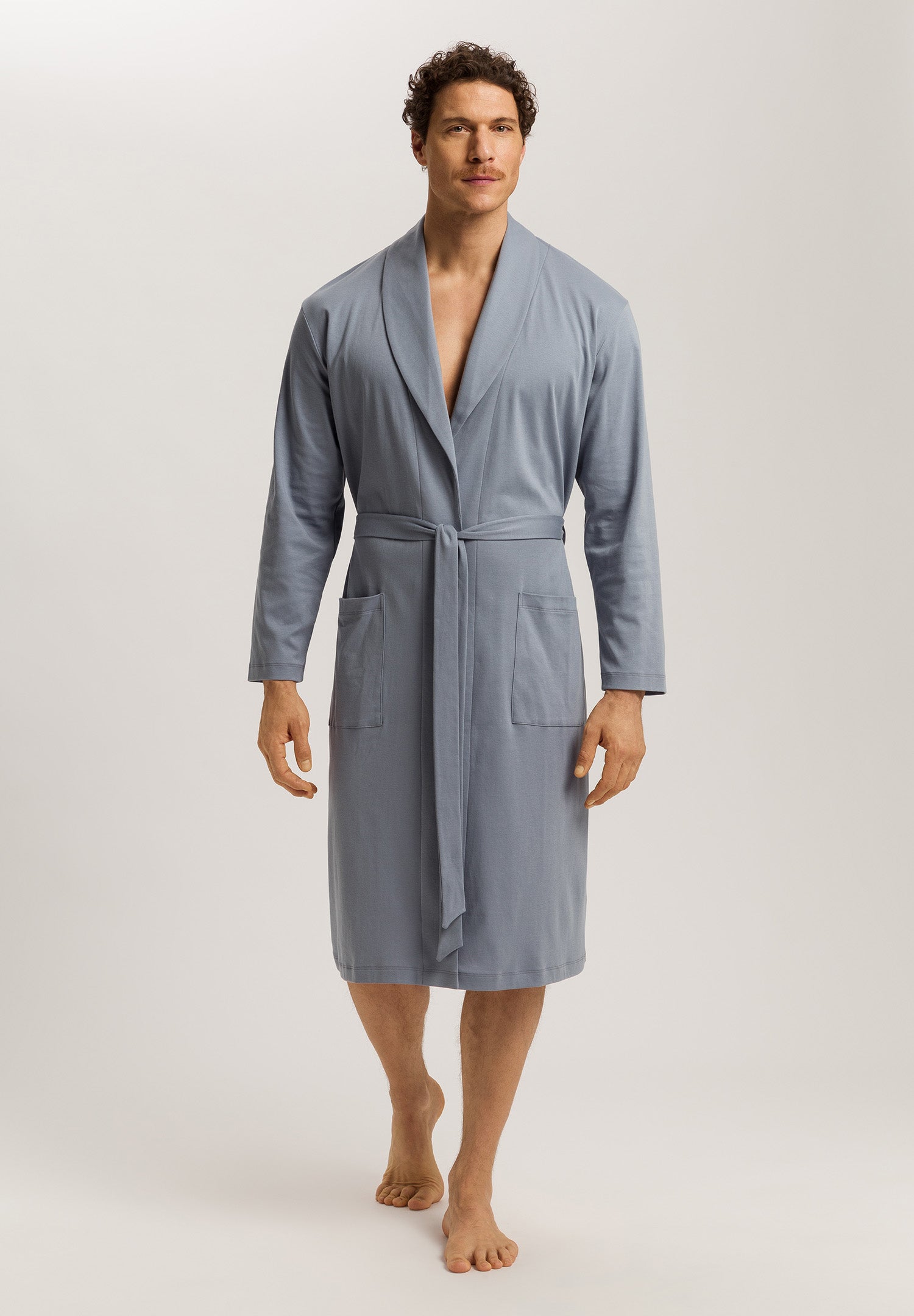 Night And Day Shawl Collar Cotton Robe 120cm | Cliff Grey 75755-2680