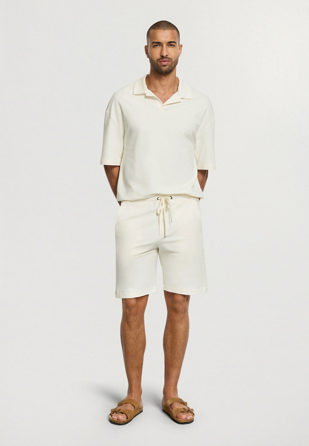 Natural Living Organic Cotton Drawstring Shorts | Misty White 75772-2123