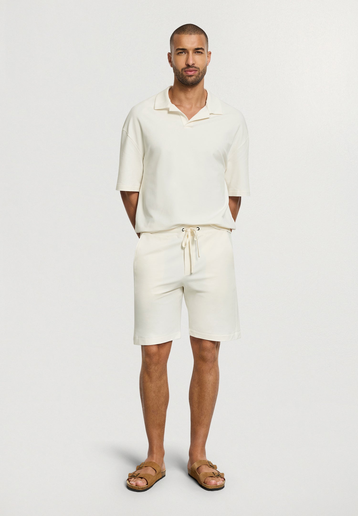 Natural Living Organic Cotton Drawstring Shorts | Misty White 75772-2123