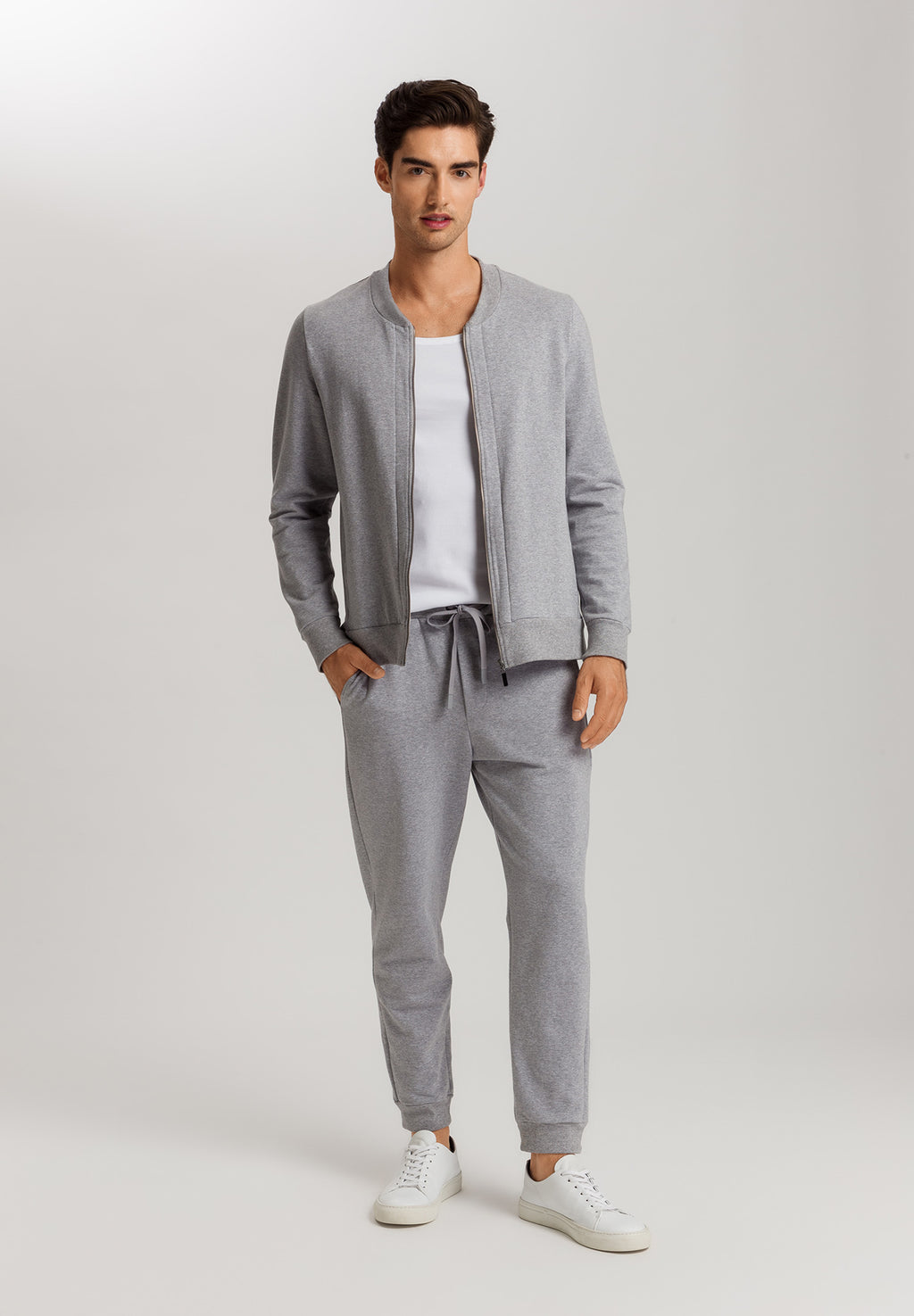 Natural Living Organic Cotton Zip-Up Sweatshirt | Grey Melange 75774-3014