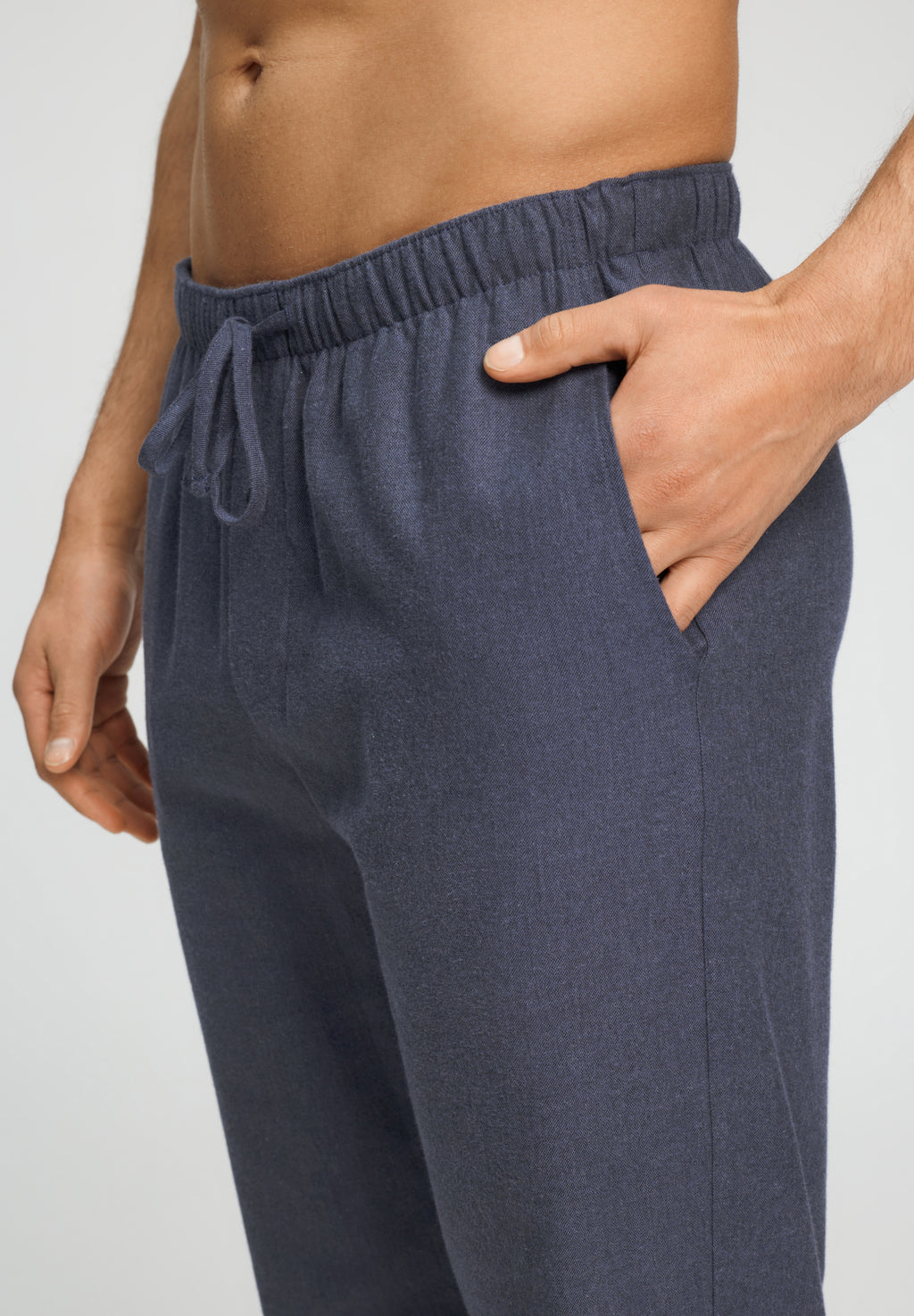 Cozy Comfort Flannel Pants Solid | Steel Melange/Bluebay 75782-3166