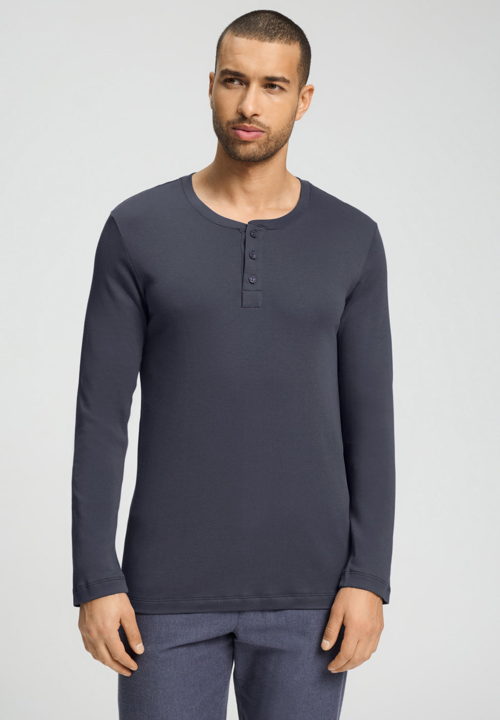 Cozy Comfort L/Slv Henley Shirt | Stormy Gray 75783-2139