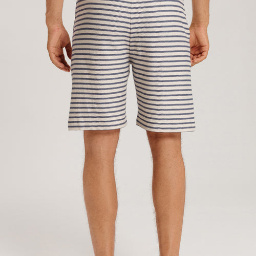 Loungy Summer Organic Cotton Drawsting Shorts | Deep Breeze Stripe 75784-3026