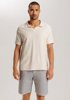 Loungy Summer S/Slv Shirt V-Neck | Warm Sand 75785-1200
