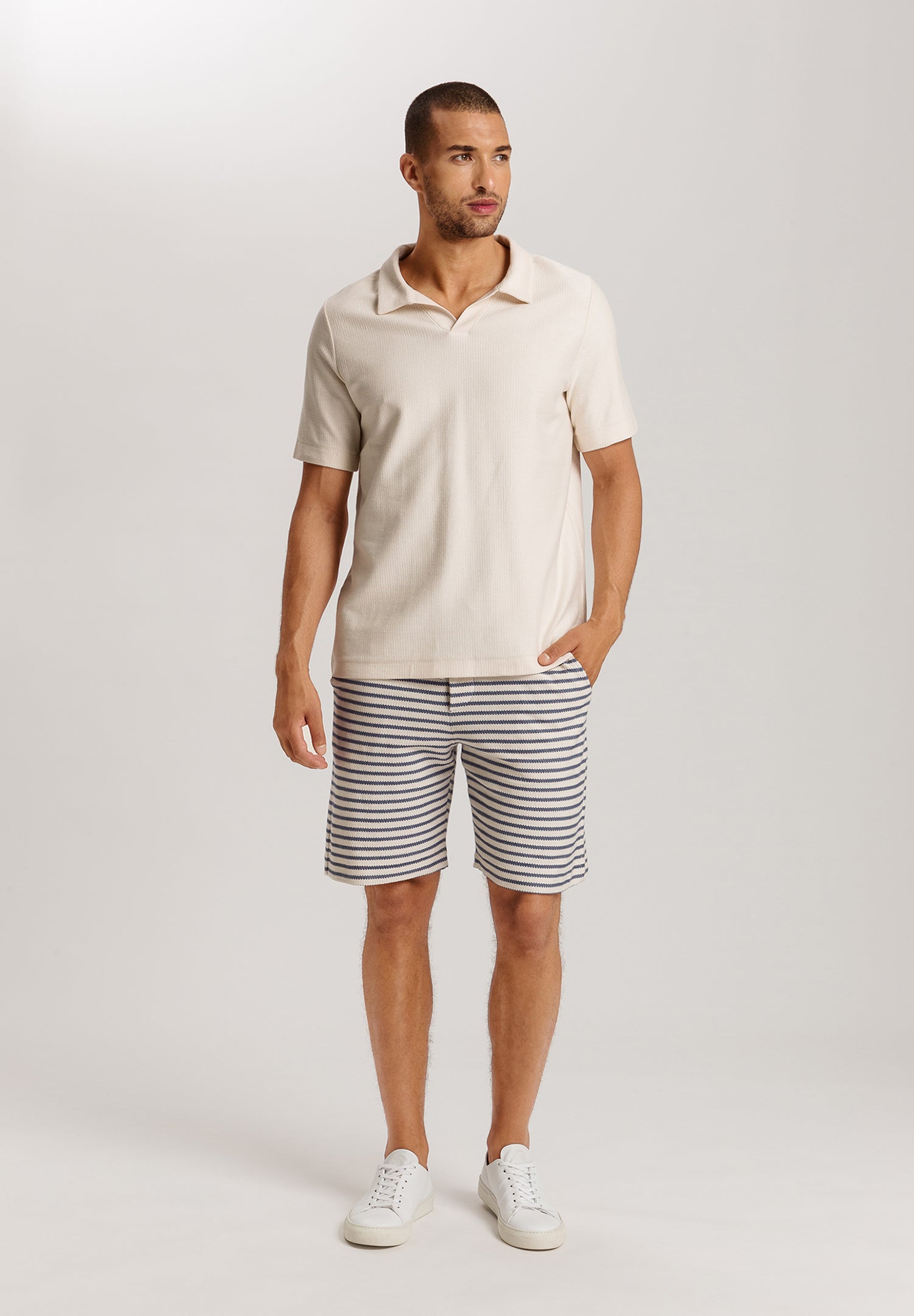 Loungy Summer S/Slv Shirt V-Neck | Warm Sand 75785-1200