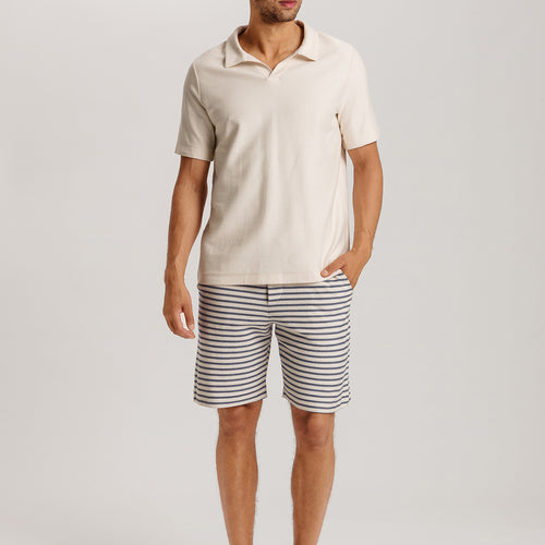 Loungy Summer S/Slv Shirt V-Neck | Warm Sand 75785-1200