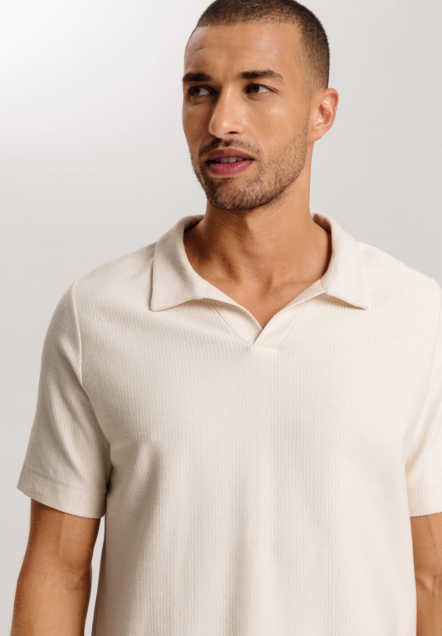 Loungy Summer S/Slv Shirt V-Neck | Warm Sand 75785-1200
