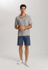 Loungy Summer S/Slv Shirt V-Neck | Deep Breeze Stripe 75785-3026