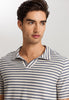 Loungy Summer S/Slv Shirt V-Neck | Deep Breeze Stripe 75785-3026