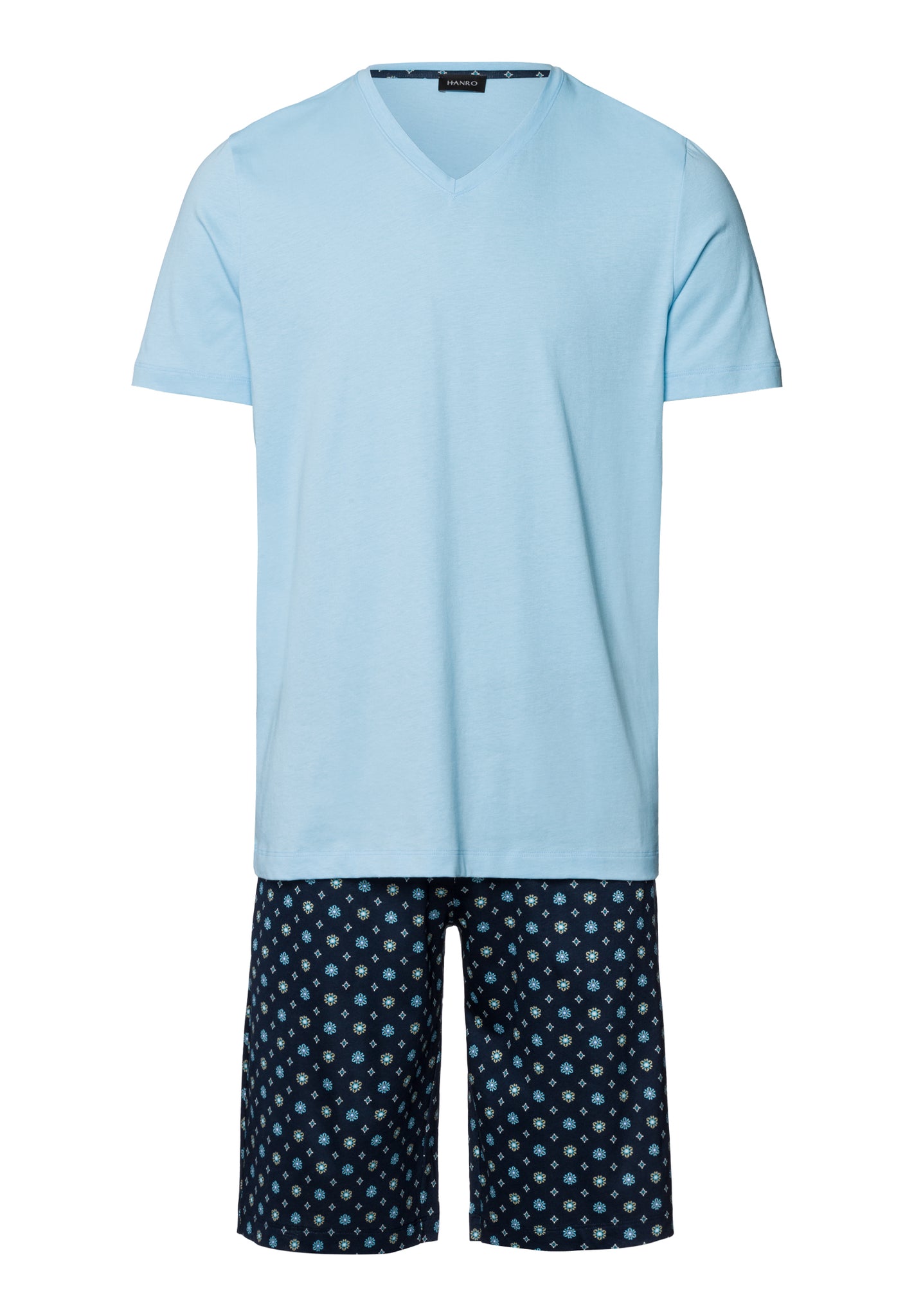 Night And Day Cotton V-Neck Short Pajama Set | Black/Periwinkle 75826-3003