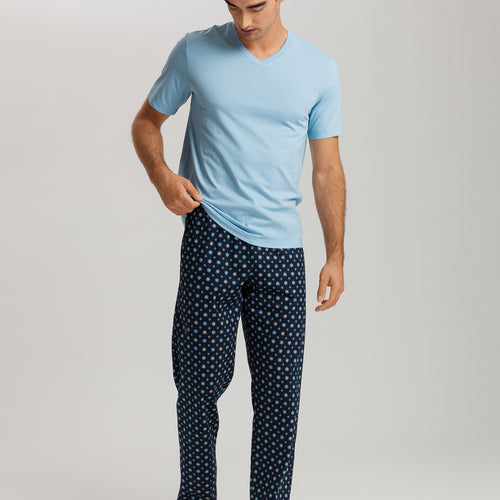 Night And Day Cotton Drawstring Pajama Pants | Black/Periwinkle 75829-3003