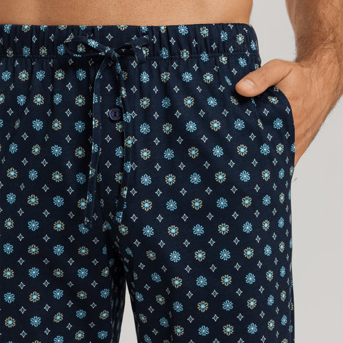 Night And Day Cotton Drawstring Pajama Pants | Black/Periwinkle 75829-3003