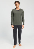 Night And Day L/Slv Pajama Vneck | Charcoal Art 75967-2678