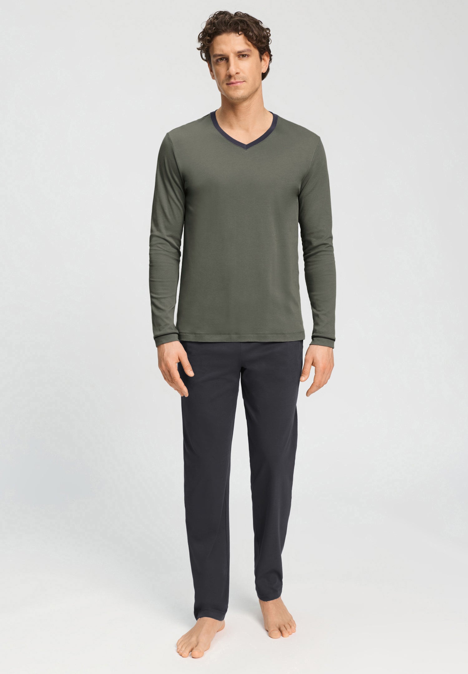 Night And Day L/Slv Pajama Vneck | Charcoal Art 75967-2678