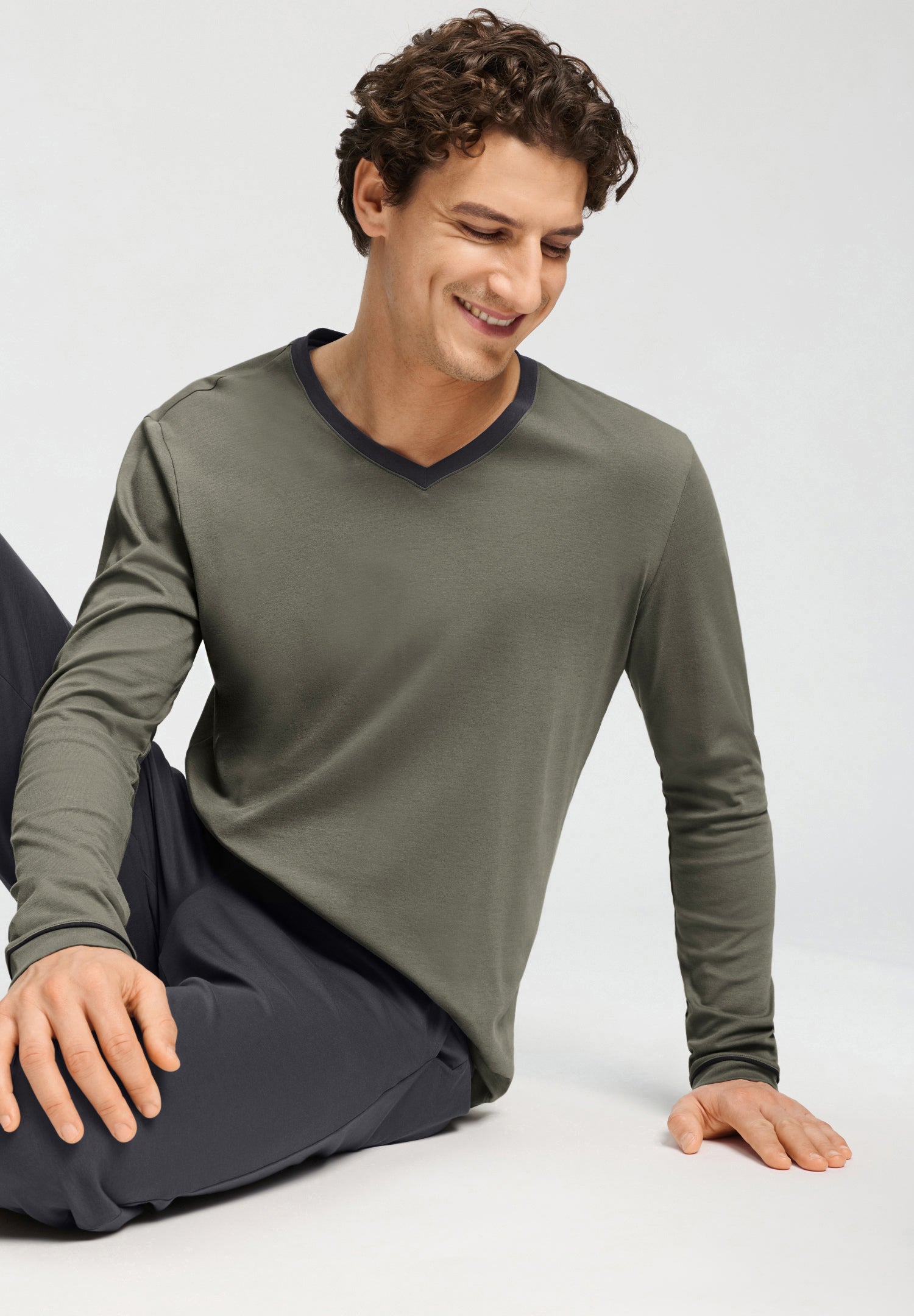 Night And Day L/Slv Pajama Vneck | Charcoal Art 75967-2678