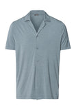 Casuals Notch Collar Button Front Shirt | Ocean Melange 75992-3020