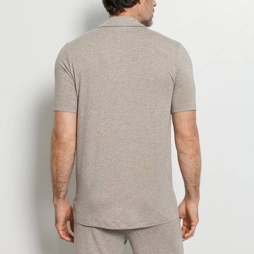 Casuals Notch Collar Button Front Shirt | Hazelnut Melange 75992-3115