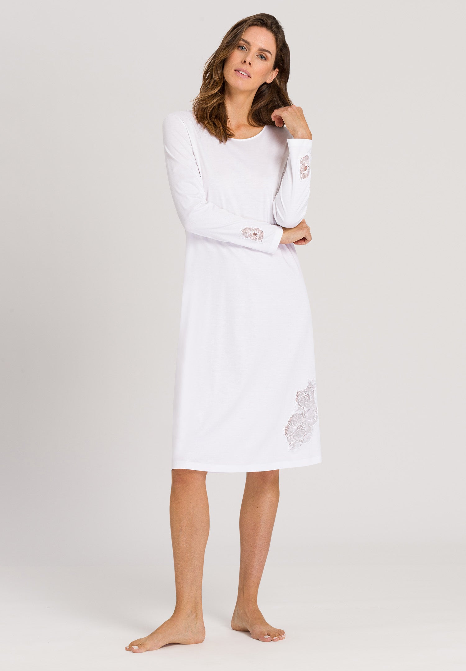 76054 Paola Long Sleeve Nightgown - 101 White