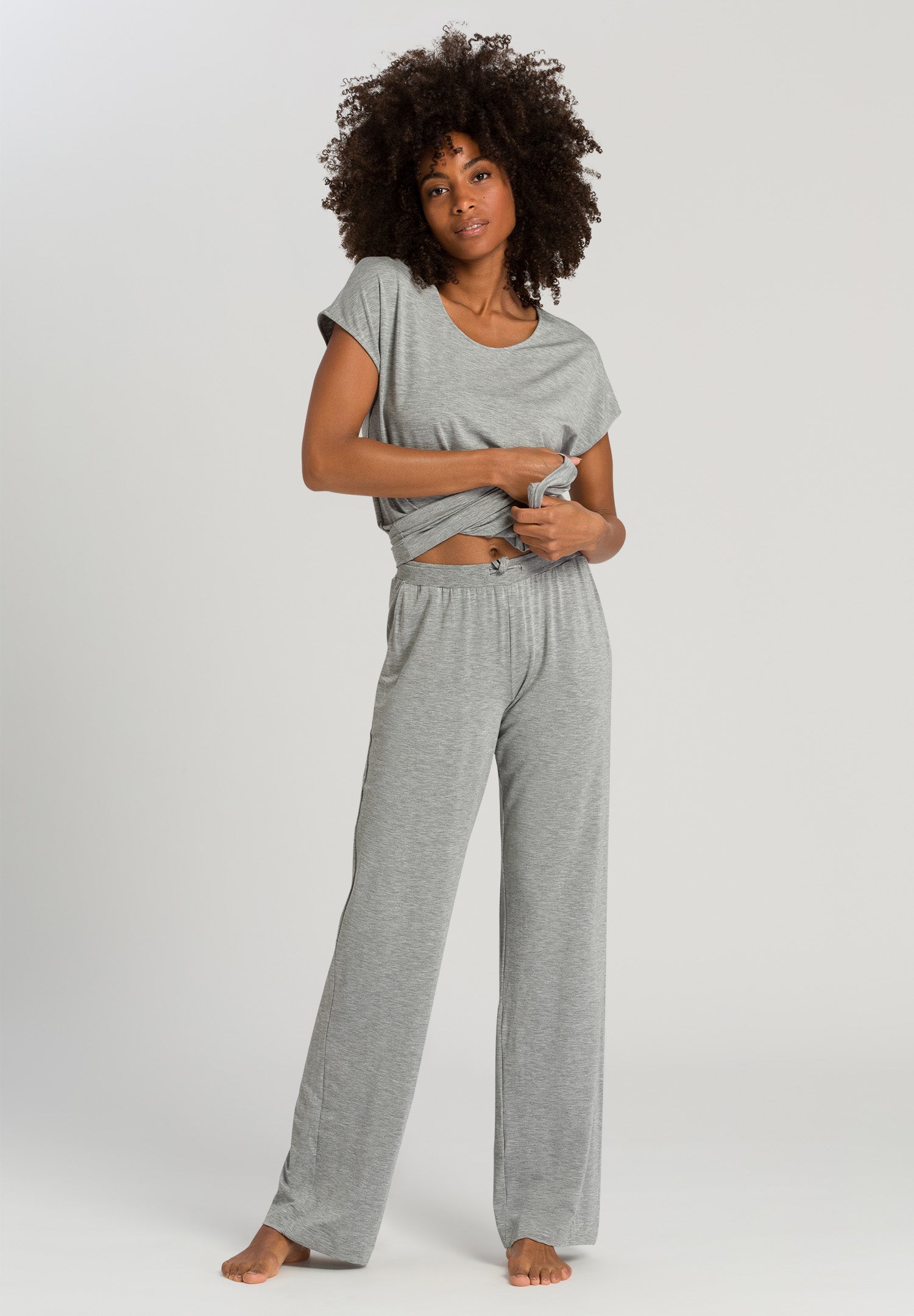 76239 Natural Elegance Long Pants - 958 Grey Melange