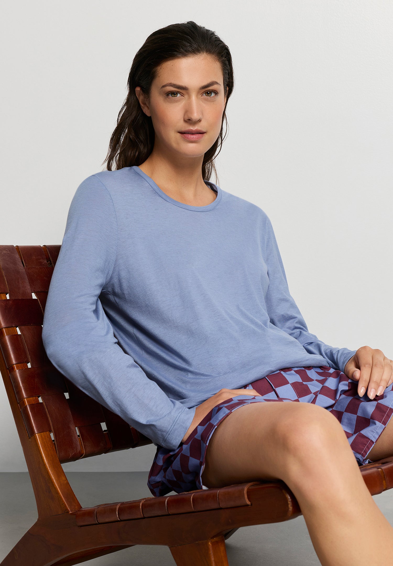 Arthur Arbesser X Hanro Crew Neck Cotton Top | Stonewash 76334-2538