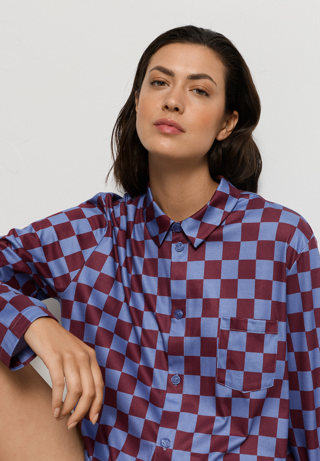 Arthur Arbesser X Hanro Checkered Cotton Shirt | Chess Print 76347-3068