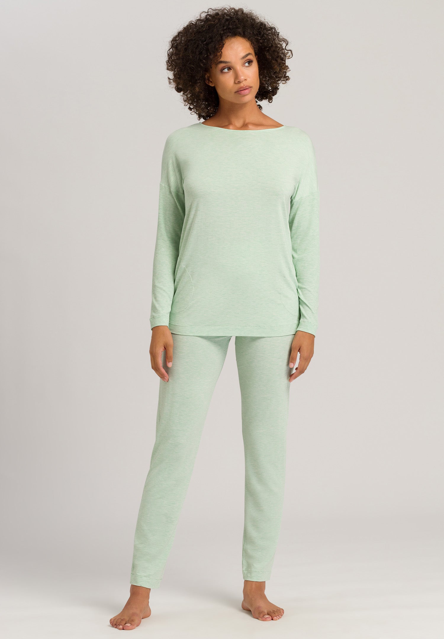 76390 Natural Elegance Long Sleeve Pajama - 2374 Pistachio Melange