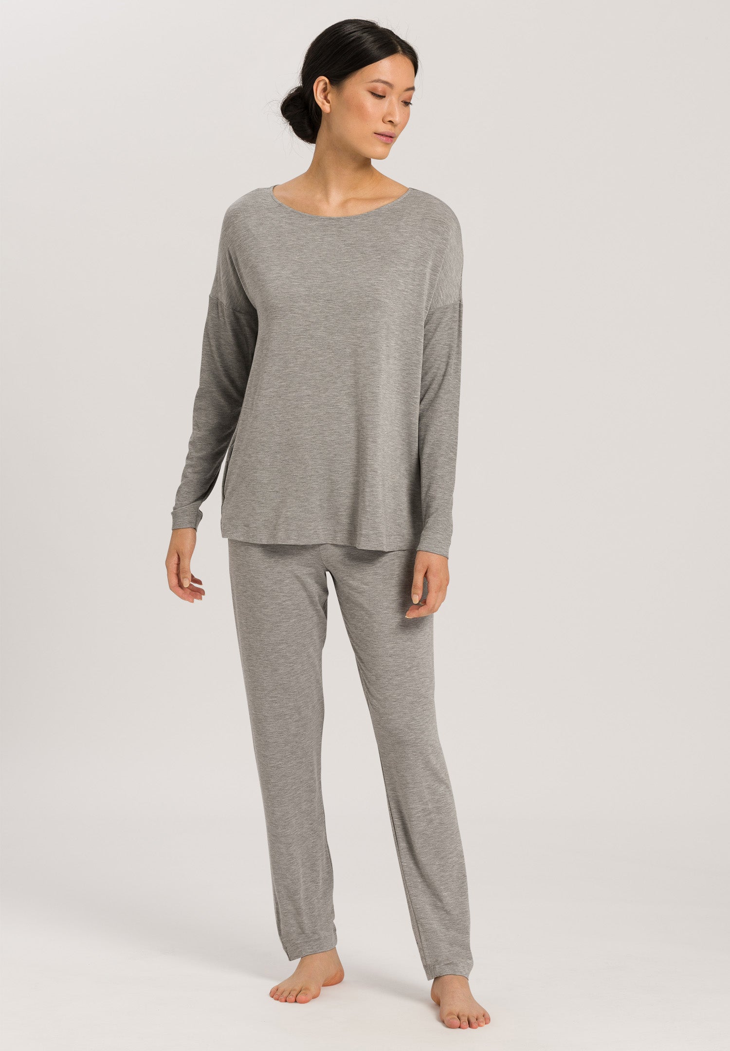 76390 Natural Elegance Long Sleeve Pajama - 958 Grey Melange