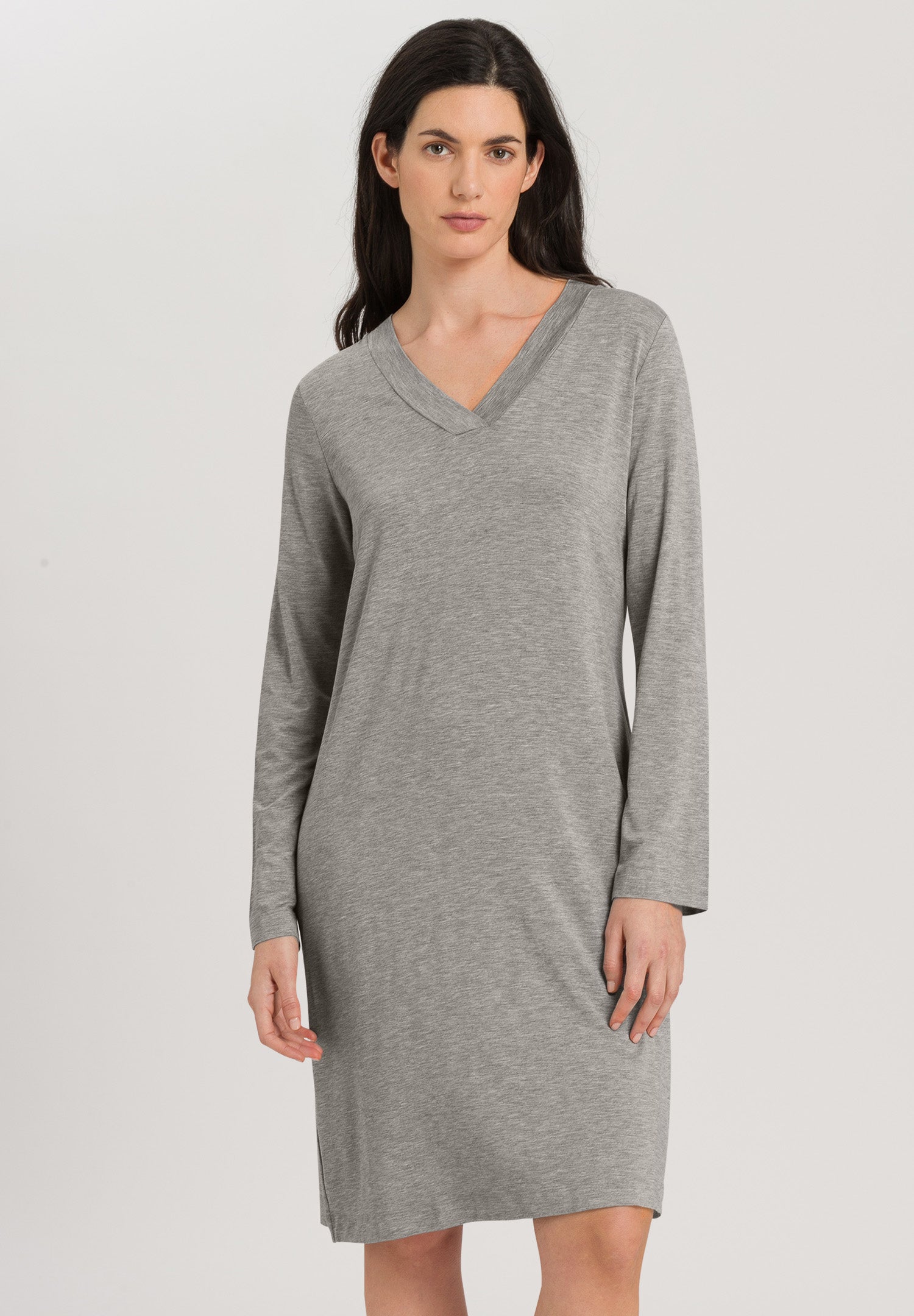 76477 Champagne Long Sleeve Long Gown - 958 Grey Melange