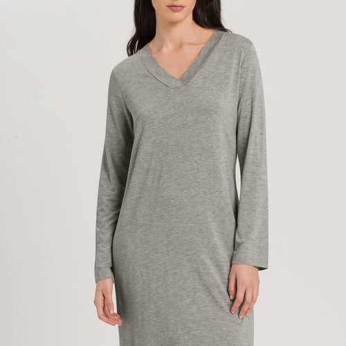 76477 Champagne Long Sleeve Long Gown - 958 Grey Melange