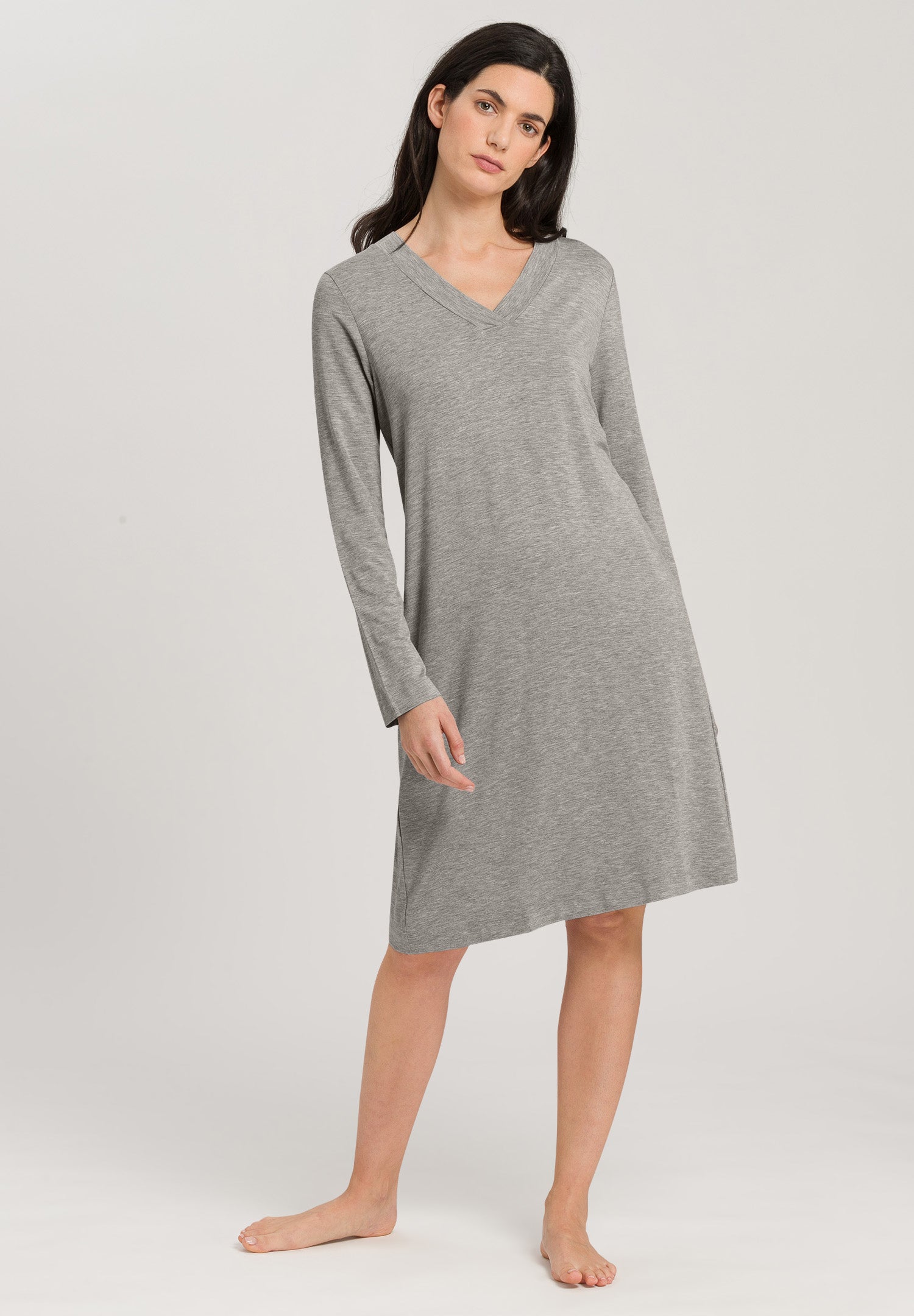 76477 Champagne Long Sleeve Long Gown - 958 Grey Melange