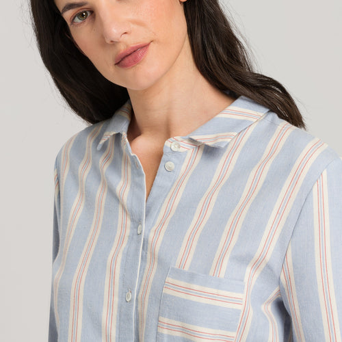 76484 Loungy Nights Flannel Long Sleeve Shirt - 2988 Soft Stripe