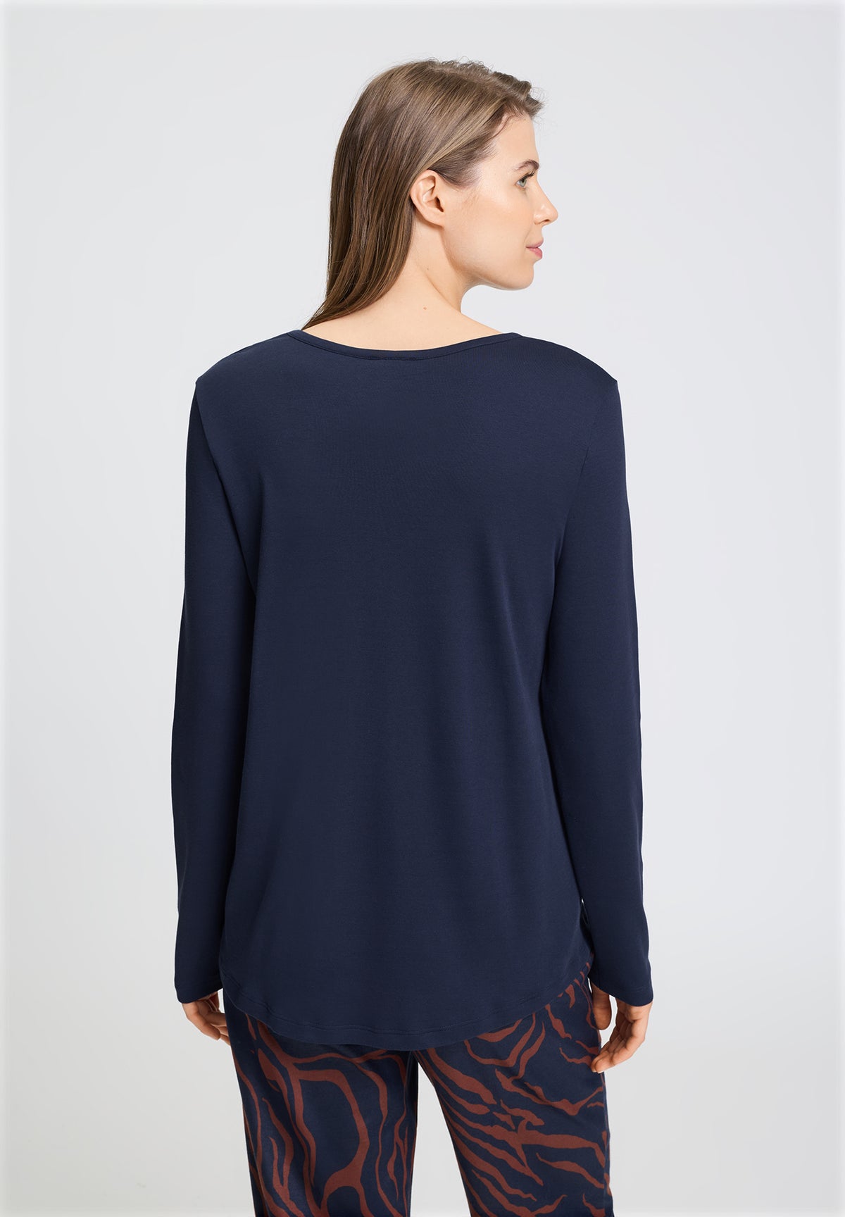 Loungy Nights Relaxed Round Neck Cotton Top | Deep Navy 76491-1610