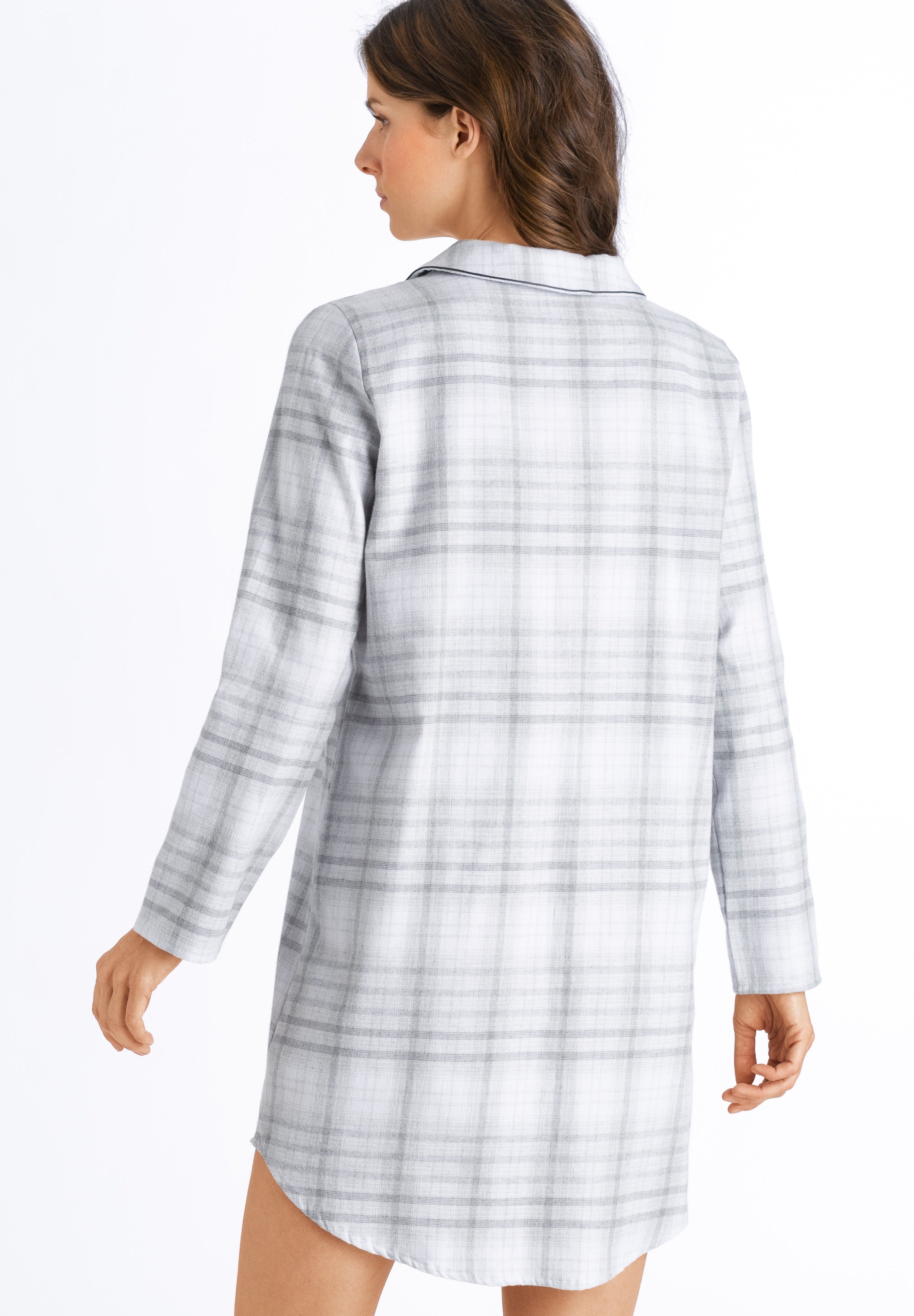 76655 Edda Long Sleeve Nightgown - 2052 Grey Check