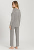 Champagne Flat Trim V-Neck Pajama Set | Grey Melange 76704-958