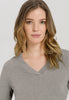 Champagne Flat Trim V-Neck Pajama Set | Grey Melange 76704-958