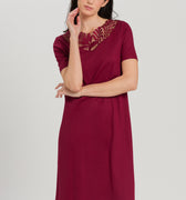 76971 Zelda Short Sleeve Nightgown 100cm - 2459 Burgundy