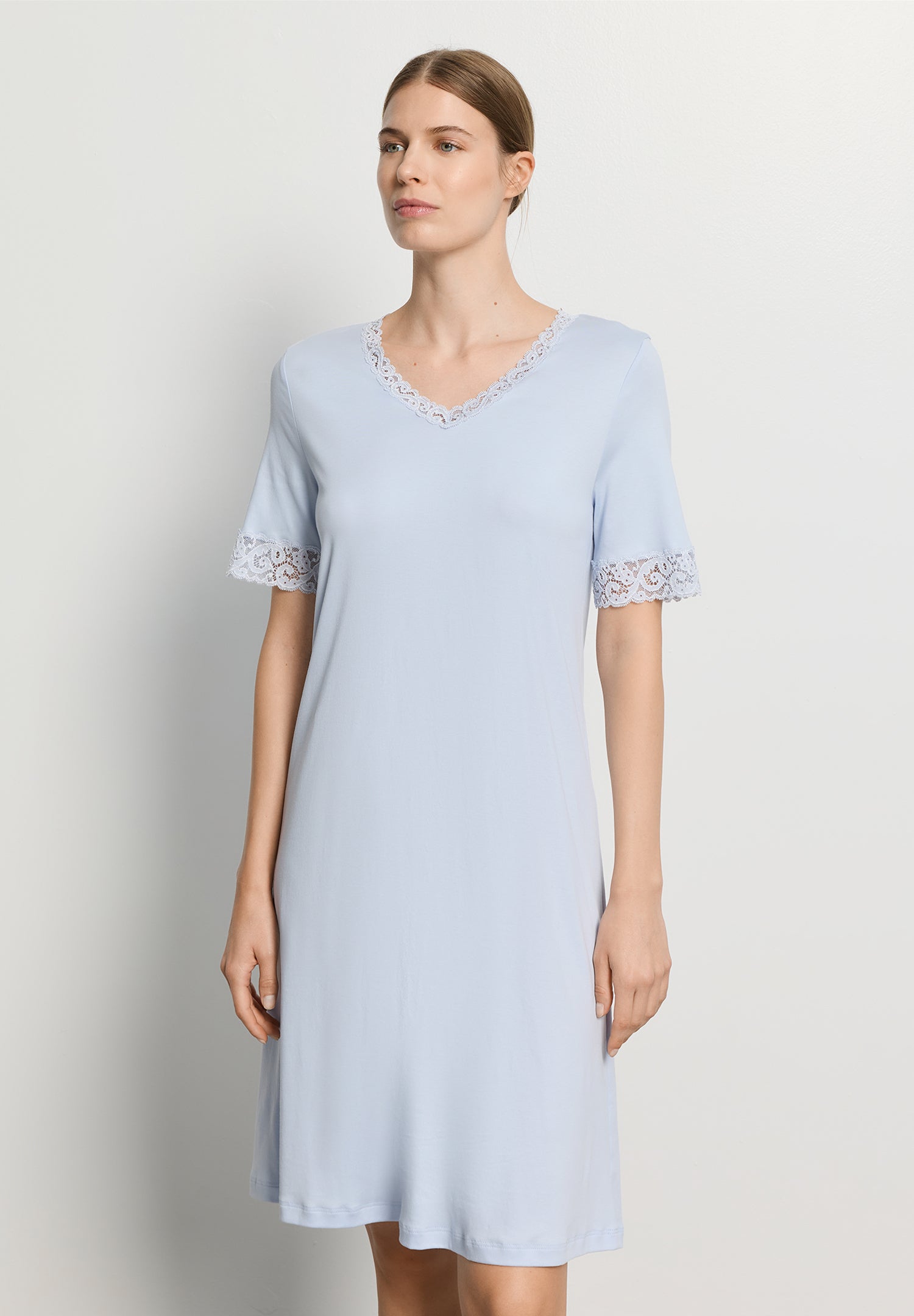 Moments Lace Trim Cotton Nightgown | Blue Dove 77040-2581