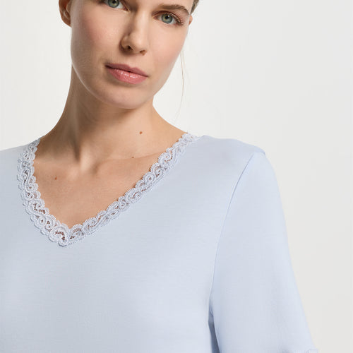 Moments Lace Trim Cotton Nightgown | Blue Dove 77040-2581