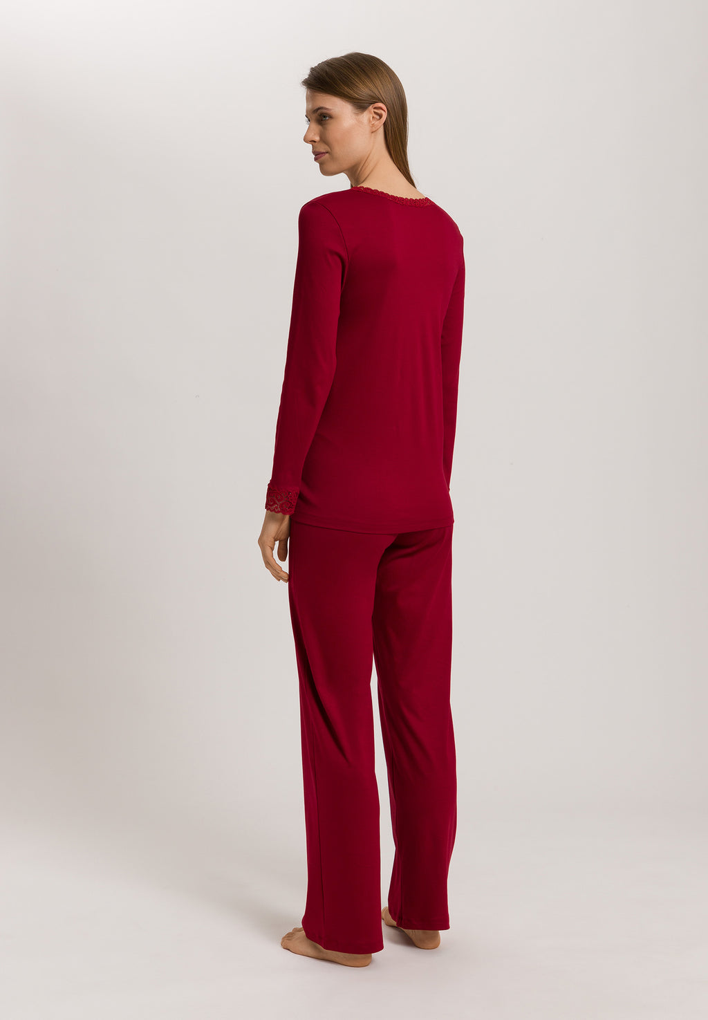 Moments Lace Trim Cotton Pajama Set | Red Dahlia 77041-2418