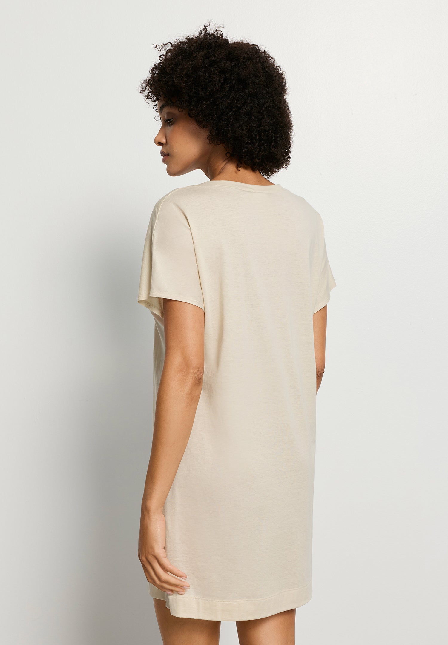 Laura Cotton Blend V-Neck Bigshirt | Oyster Gray 77111-2671