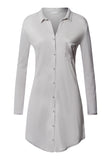 Grand Central Button Front Sleep Shirt | Silver Vapor 77420-2652