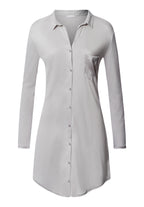 Grand Central Button Front Sleep Shirt | Silver Vapor 77420-2652