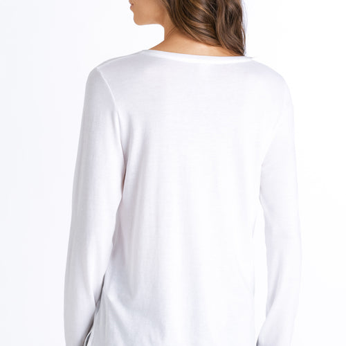 77610 Sleep And Lounge Long Sleeve Henley Shirt - 101 White