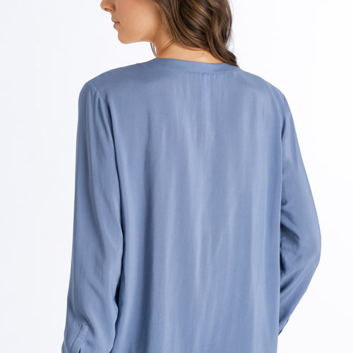 77611 Sleep And Lounge Woven Long Sleeve Shirt - 1530 Soft Blue