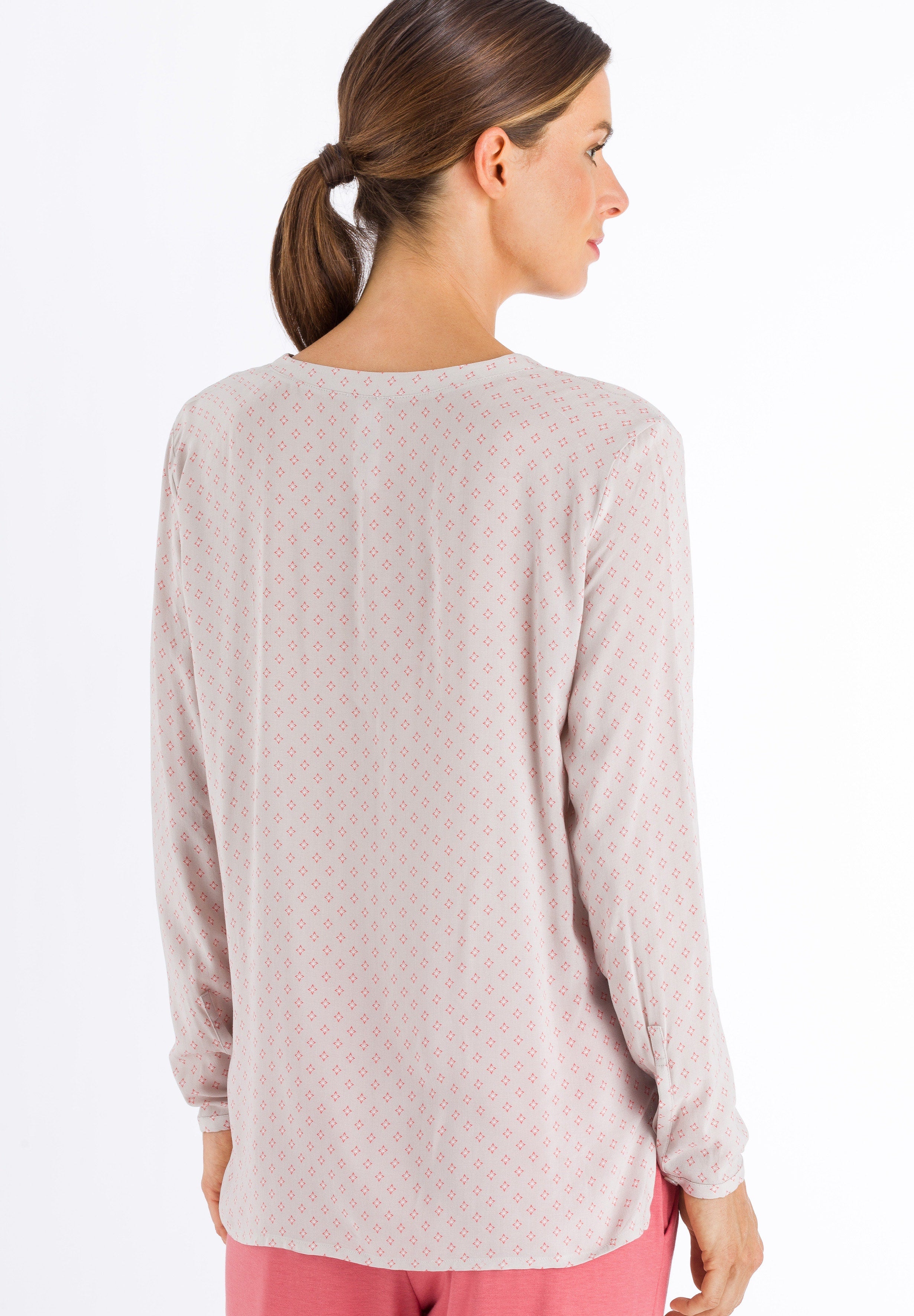 77611 Sleep And Lounge Woven Long Sleeve Shirt - 1930 Minimal Blush