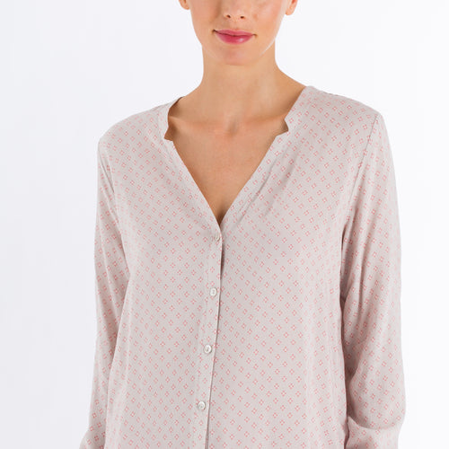 77611 Sleep And Lounge Woven Long Sleeve Shirt - 1930 Minimal Blush