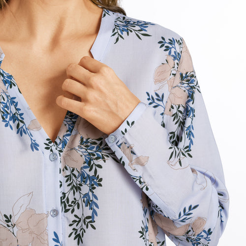 77611 Sleep And Lounge Woven Long Sleeve Shirt - 2069 Marble Flowers