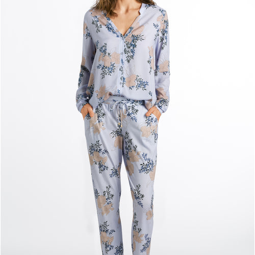 77611 Sleep And Lounge Woven Long Sleeve Shirt - 2069 Marble Flowers